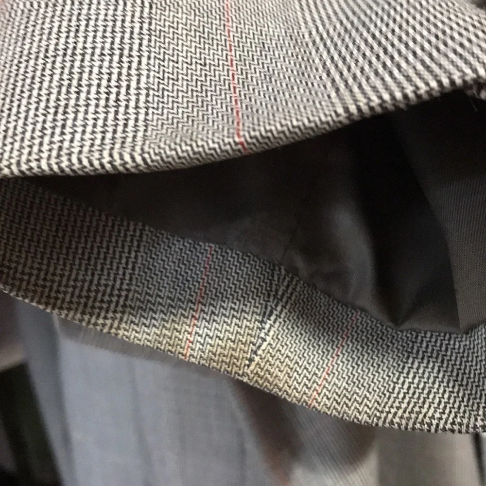 STAFFORD—VTG—Men’s Black/Cream/Red Houndstooth Plaid Blazer Sports Jkt—46L W41